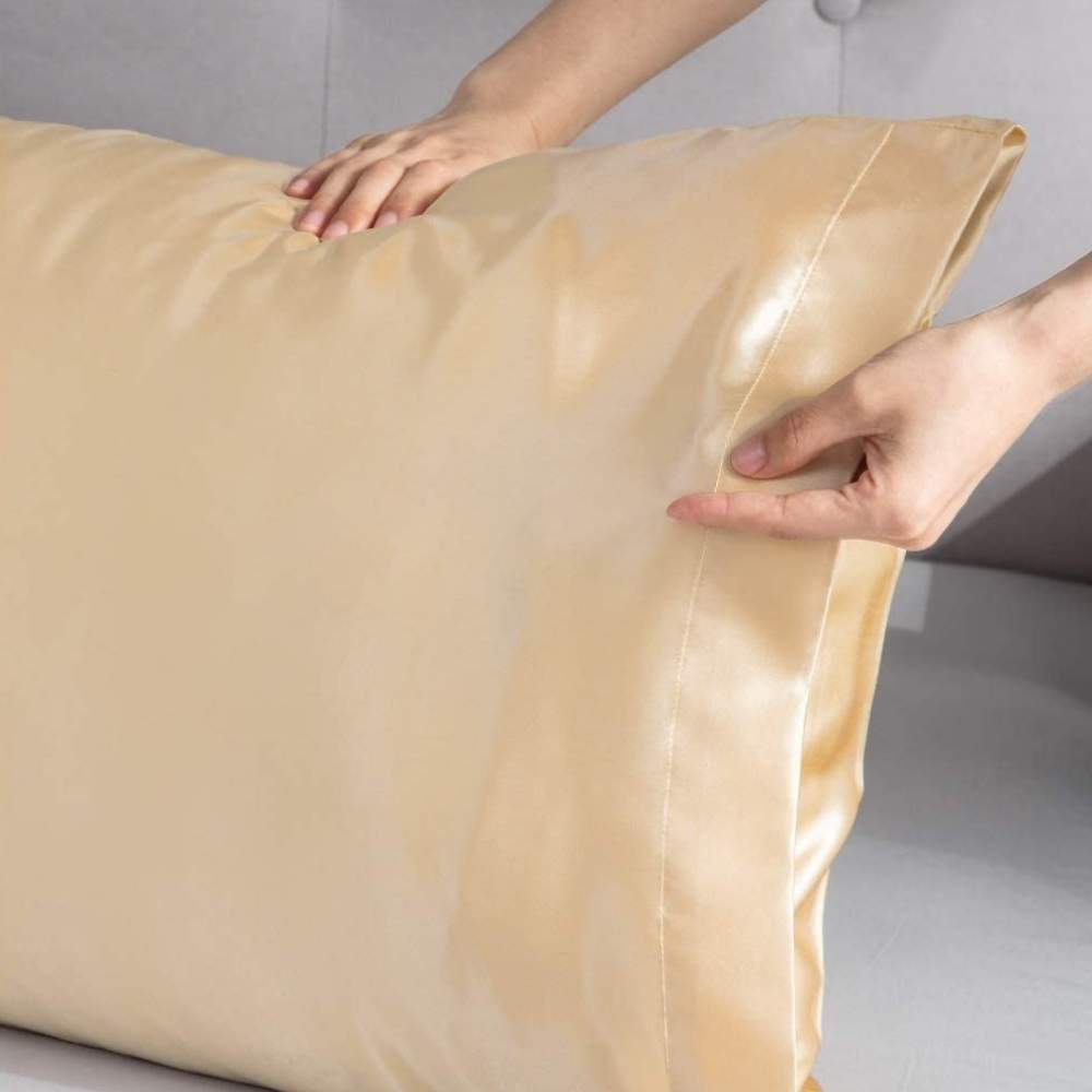 buy gold sateen pillow slip